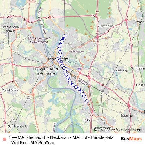 1 tram Line Map