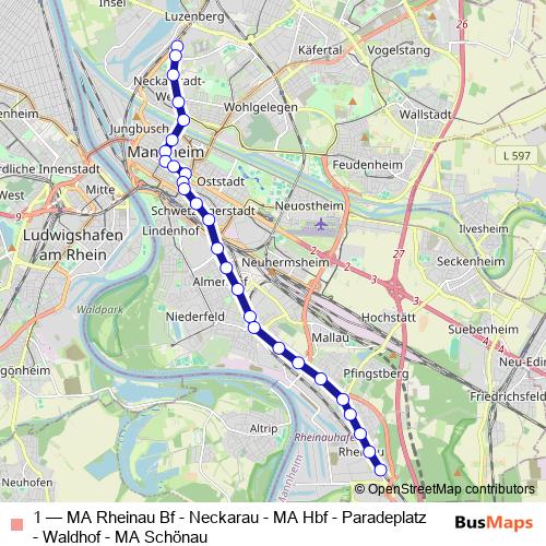 1 tram Line Map