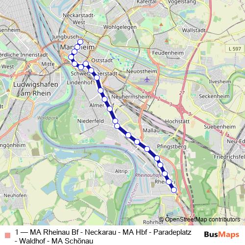 1 tram Line Map