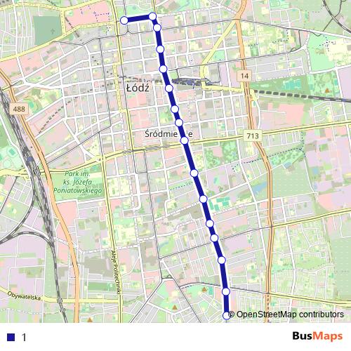 1 tram Line Map