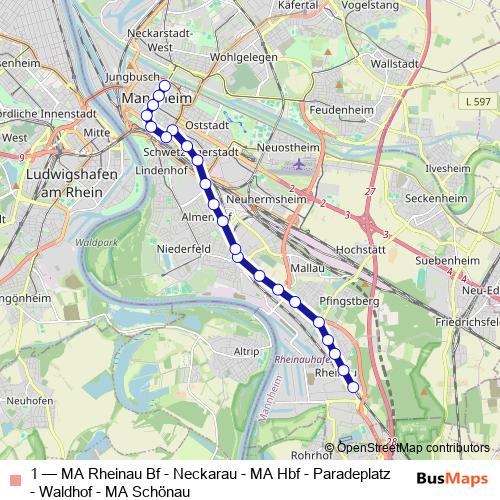 1 tram Line Map