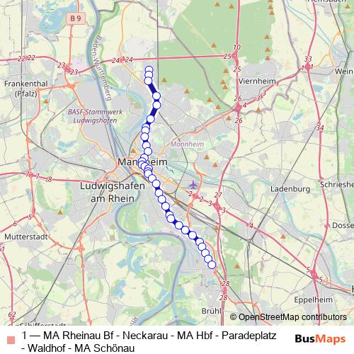 1 tram Line Map