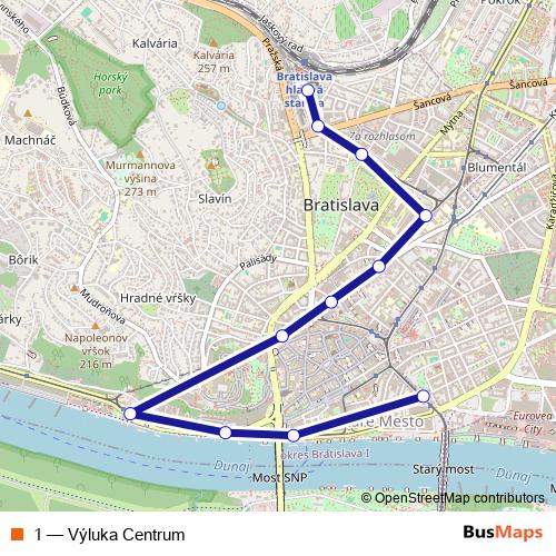 1 tram Line Map