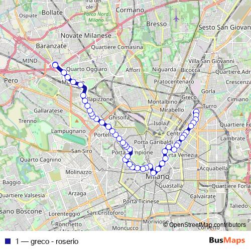 1 tram Line Map