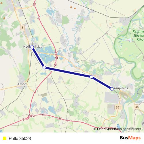 Pótló 35028 bus Line Map