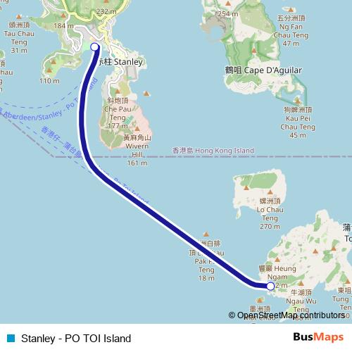 Stanley - PO TOI Island ferry Line Map