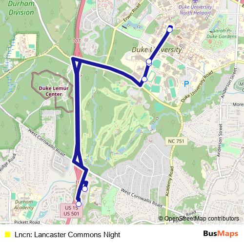 Lncn: Lancaster Commons Night bus Line Map