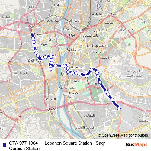 CTA 977-1084 bus Line Map