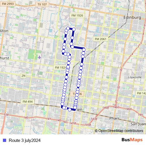 Route 3 july2024 bus Line Map