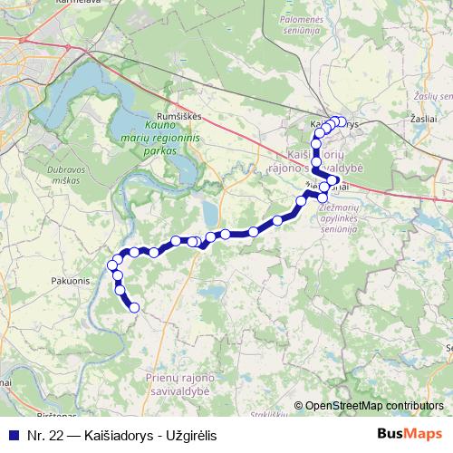 Nr. 22 bus Line Map