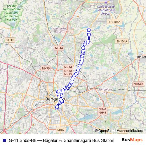 G-11 Snbs-Blr bus Line Map