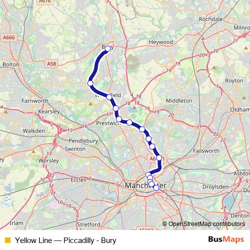 Yellow Line tram Line Map