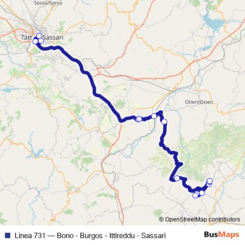 Linea 731 bus Line Map