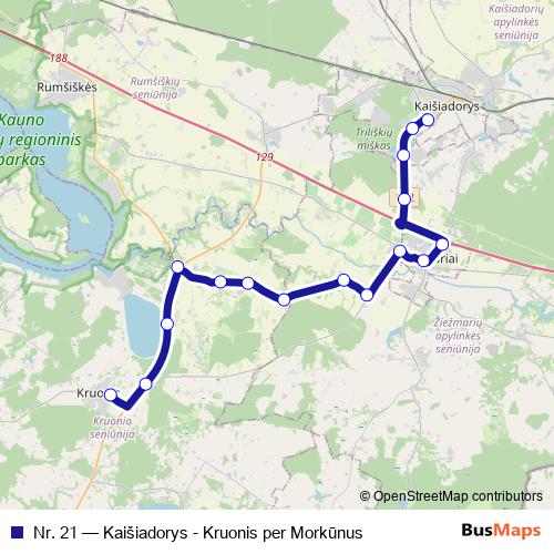 Nr. 21 bus Line Map