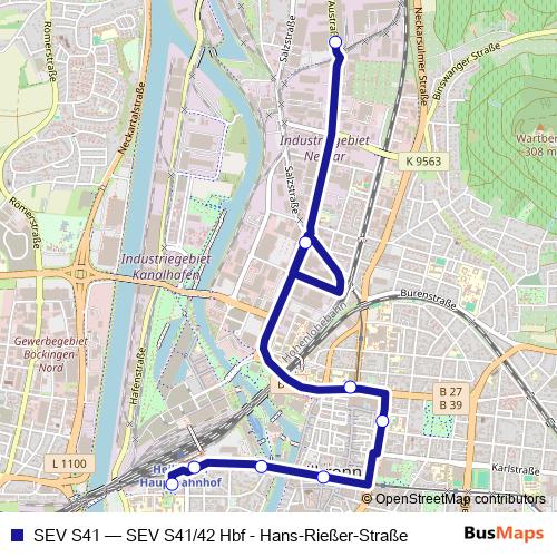 SEV S41 bus Line Map