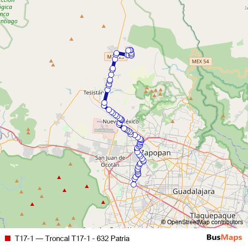 T17-1 bus Line Map