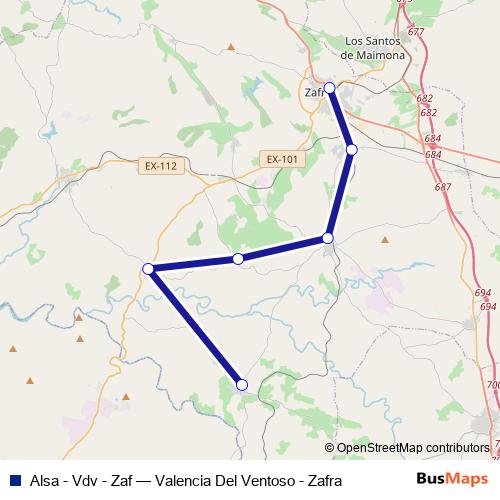 Alsa - Vdv - Zaf bus Line Map