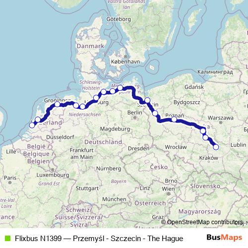 Flixbus N1399 bus Line Map