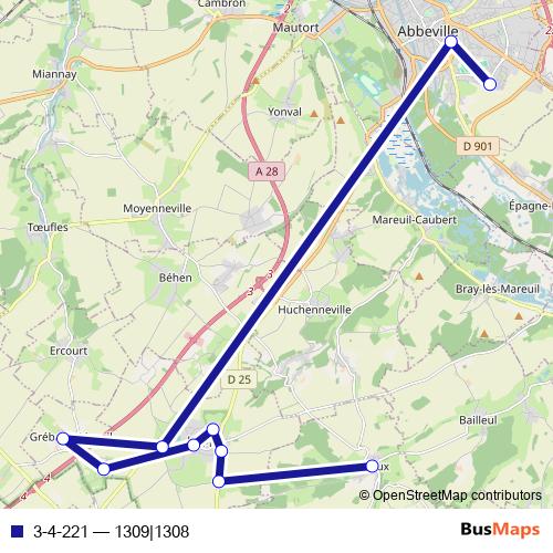 3-4-221 bus Line Map