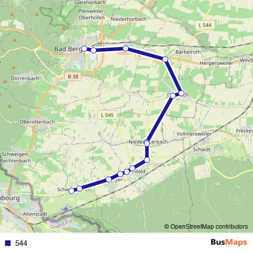 544 bus Line Map