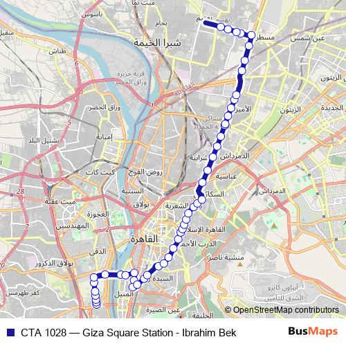 CTA 1028 bus Line Map