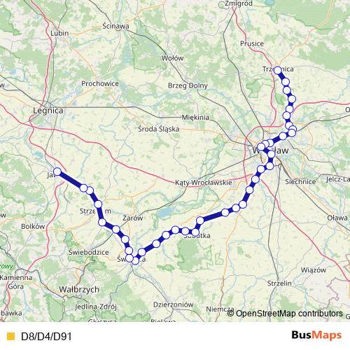 D8/D4/D91 rail Line Map