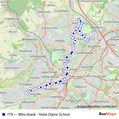 779 bus Line Map