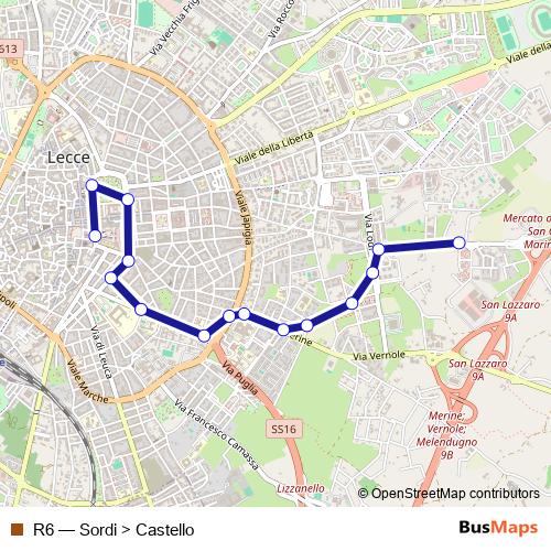 R6 bus Line Map