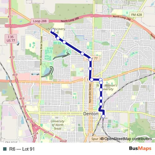 R6 bus Line Map