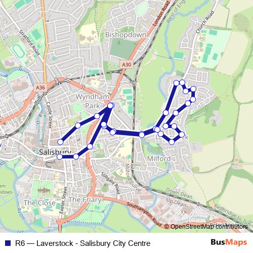 R6 bus Line Map