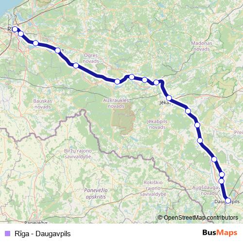 Rīga - Daugavpils rail Line Map