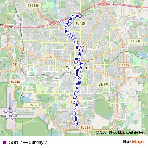 SUN 2 bus Line Map