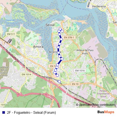 2F - Fogueteiro - Seixal (Forum) bus Line Map