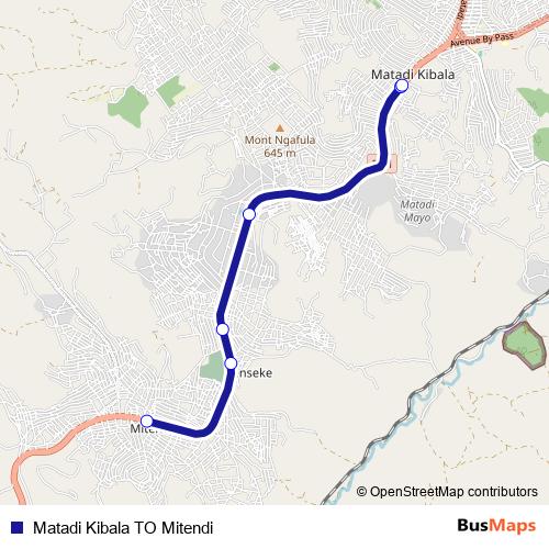 Matadi Kibala TO Mitendi bus Line Map