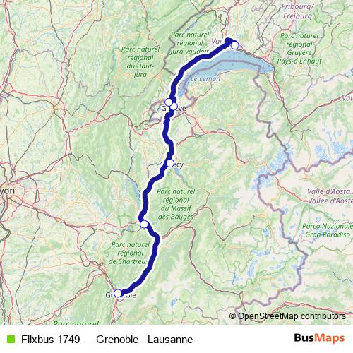 Flixbus 1749 bus Line Map