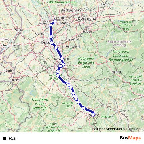 Re5 rail Line Map