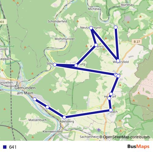 641 bus Line Map
