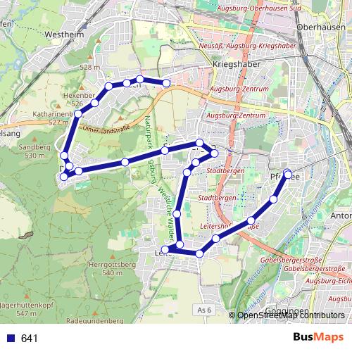 641 bus Line Map