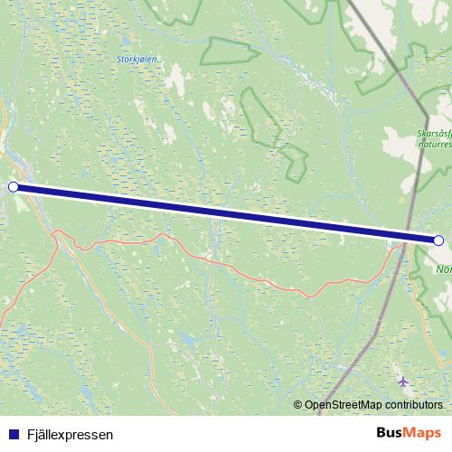 Fjällexpressen bus Line Map