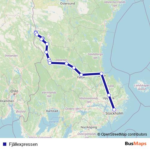 Fjällexpressen bus Line Map