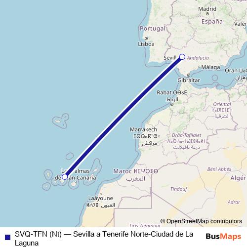 SVQ-TFN (Nt) air Line Map
