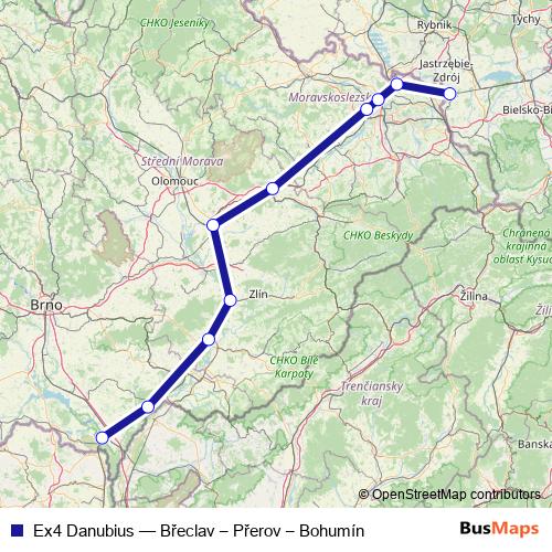Ex4 Danubius rail Line Map