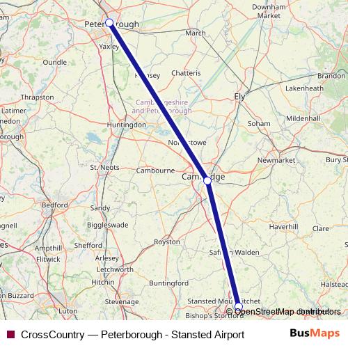 CrossCountry bus Line Map