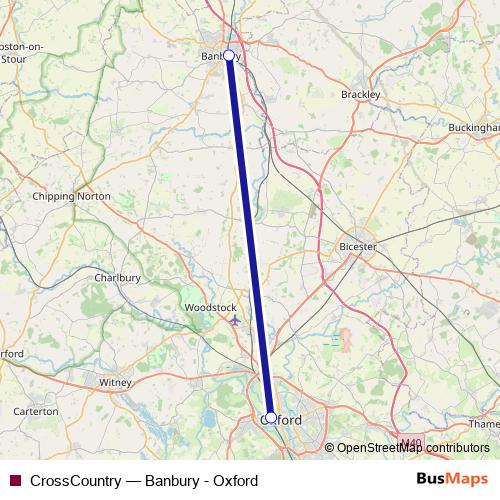 CrossCountry bus Line Map