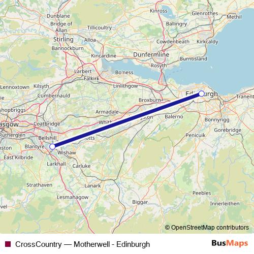CrossCountry bus Line Map