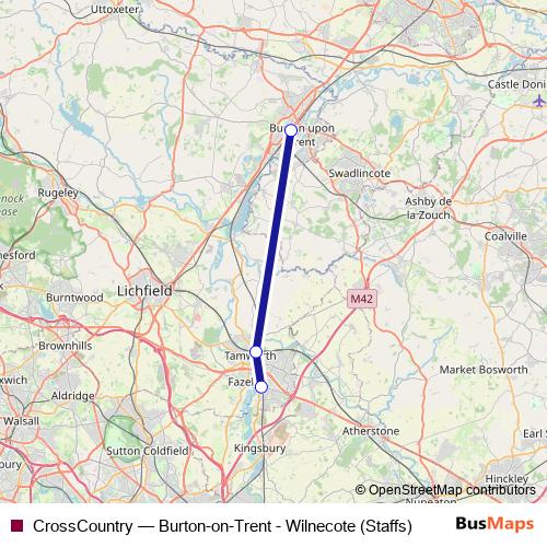 CrossCountry bus Line Map