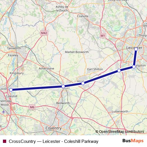 CrossCountry bus Line Map