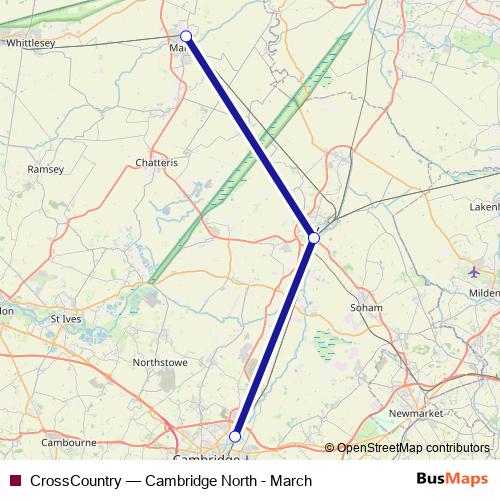 CrossCountry bus Line Map