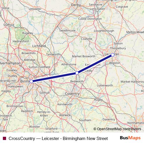 CrossCountry bus Line Map