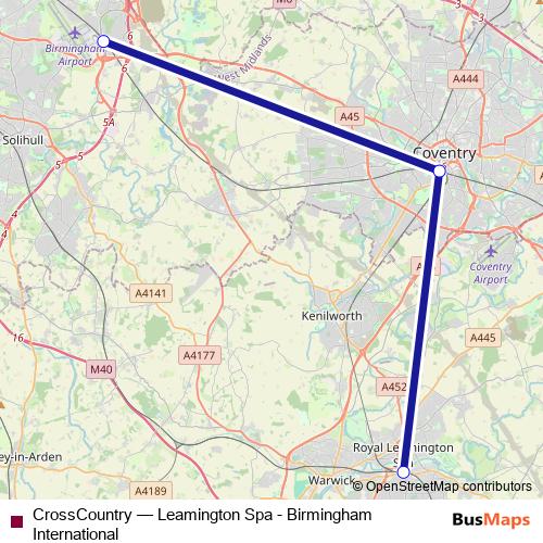 CrossCountry bus Line Map
